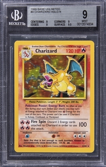 1999 Pokemon Base Unlimited Holographic #4 Charizard - BGS MINT 9